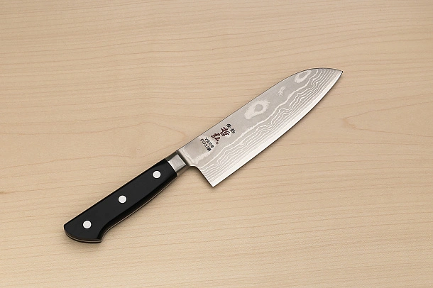Tetsuhiro VG10 Damascus Santoku knife 170mm (6.7") Black paper micarta Tetsuhiro VG10 Damascus Santoku knife 170mm (6.7") Black paper micarta