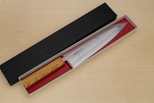Hokiyama Ginga San-mai Silver steel 3 Gyuto 240mm (9.5") Elongated Octagonal Japanese Zelkova Handle