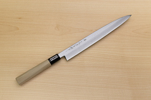 Sakai Genkichi White steel 2 Yanagiba Sashimi Knife 270 (10.6) Magnolia Wood handle with buffalo horn
